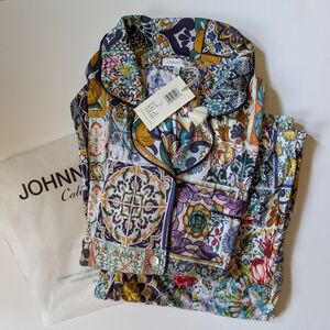 Johnny Was Morocco Long PJ Set Multi Tiles NWT $180 XL